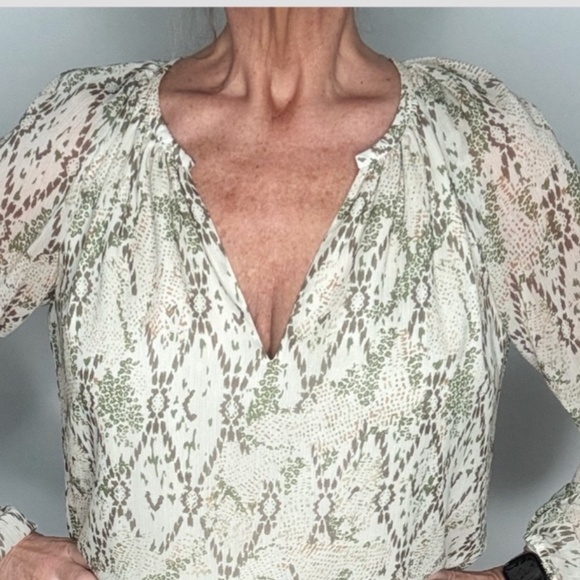 Ramy Brook Anika Dress Snake Print Long Sheer Sleeve Shirred Drop Waist Size M - Picture 5 of 15